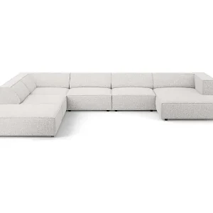 Cosmopolitan Design - 7-Sitzer Panoramasofa links "Arendal" aus Chenille-Stoff hellgrau - 364x262x70cm Zertifiziert