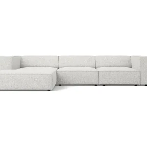 Neu Im Sortiment Cosmopolitan Design - 4-Sitzer Ecksofa links "Arendal" aus Chenille-Stoff hellgrau - 284x166x70cm