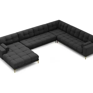 Heißes Angebot Cosmopolitan Design - 7-Sitzer Panoramasofa rechts "Bali" aus strukturiertem Stoff dunkelgrau - 327x256x75cm