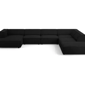 Cosmopolitan Design - 7-Sitzer Panoramasofa rechts "Arendal" aus Chenille-Stoff mit Rippeneffekt schwarz - 364x262x70cm Jetzt Bestellen