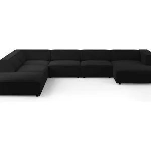 Sofort Bestellen Cosmopolitan Design - 7-Sitzer Panoramasofa links "Arendal" aus Samt schwarz - 364x262x70cm