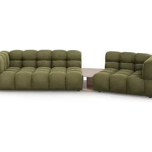 Zertifiziert Cosmopolitan Design - 3-Sitzer modulares Sofa rechts "Sky" aus Samt hellgrün - 353x148x75cm