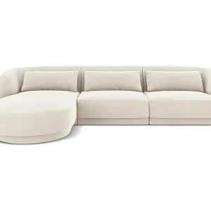 Direkt Vom Hersteller Cosmopolitan Design - 4-Sitzer Ecksofa links "Tulum" aus Samt leichtes beige - 255x156x70cm