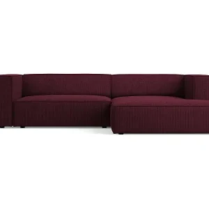 Cosmopolitan Design - 3-Sitzer Ecksofa rechts "Arendal" aus Chenille-Stoff mit Rippeneffekt rubin - 224x166x70cm Markenprodukt