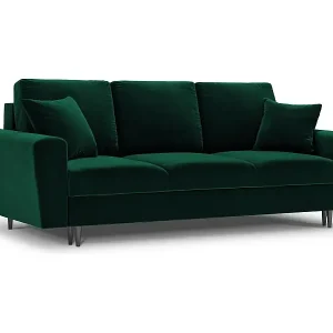 Neu Im Sortiment Cosmopolitan Design - 3-Sitzer ausklappbares Sofa mit Bettkasten "Kyoto" aus Samt flaschengrün - 235x100x88cm