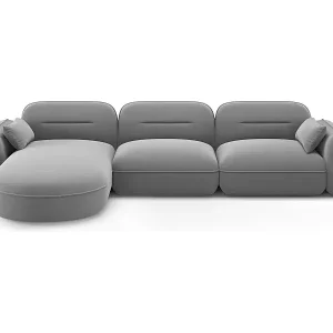 Cosmopolitan Design - 4-Sitzer modulares Ecksofa links "Sydney" aus Samt hellgrau - 320x165x70cm Schnäppchen