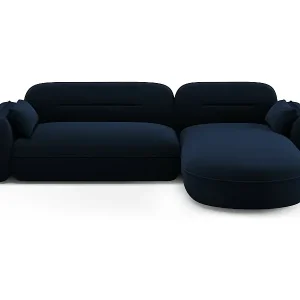 Neue Kollektion Cosmopolitan Design - 4-Sitzer modulares Ecksofa rechts "Sydney" aus Samt königsblau - 275x165x70cm