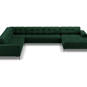 Neu Im Sortiment Cosmopolitan Design - 7-Sitzer Panoramasofa links "Bali" aus Samt flaschengrün - 327x256x75cm