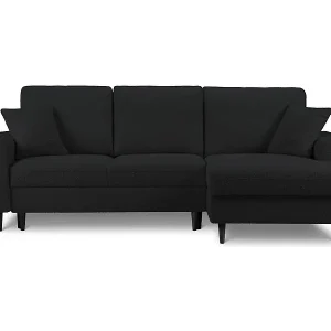 Sale Cosmopolitan Design - 4-Sitzer ausklappbares Ecksofa rechts mit Container "Kyoto" aus Boucle schwarz - 241x145x88cm