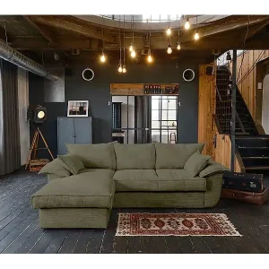 Neue Ware Schlafsofa - Grün Cord - DAMETO