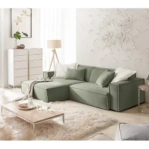 Begrenztes Angebot Ecksofa - Hellgrün Cord - SAMU