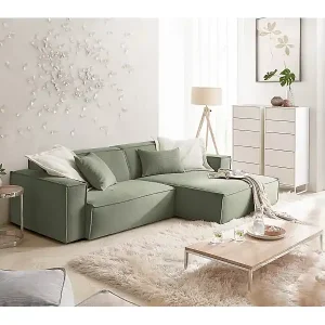 Ecksofa - Hellgrün Cord - SAMU Knallerangebot