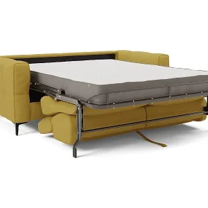 Gardenia Schlafsofa mit 18 cm hoher Matratze wasserfestem Stoff T02 198 cm (mat. 140x197) Gelb Nur Heute