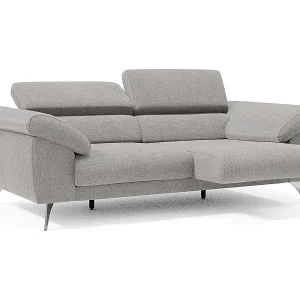 Donatello Sofa mit ausziehbaren Sitzen, Armlehnen mit Staufach aus abwaschbarem Stoff T23 183 cm Grau Jetzt Bestellen