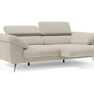 Neu Donatello Sofa mit ausziehbaren Sitzen, Armlehnen mit Staufach aus abwaschbarem Stoff T23 213 cm Creme