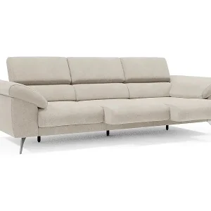 Wochenendangebot Donatello Sofa mit ausziehbaren Sitzen, Armlehnen mit Staufach aus abwaschbarem Stoff T23 265 cm Creme