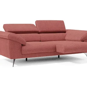 Donatello Sofa mit ausziehbaren Sitzen, Armlehnen mit Staufach aus abwaschbarem Stoff T23 213 cm Kirschrot Online Kaufen