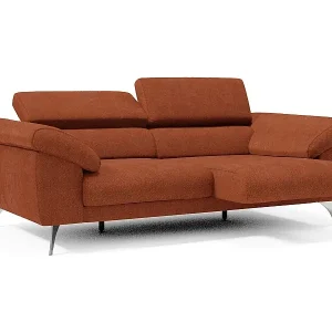 Donatello Sofa mit ausziehbaren Sitzen, Armlehnen mit Staufach aus abwaschbarem Stoff T23 213 cm Rostrot Gratis Versand