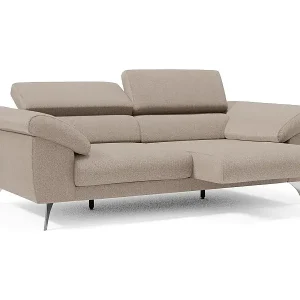 Markenprodukt Donatello Sofa mit ausziehbaren Sitzen, Armlehnen mit Staufach aus abwaschbarem Stoff T23 213 cm Graubeige