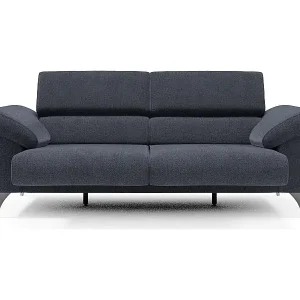 Donatello Sofa mit ausziehbaren Sitzen, Armlehnen mit Staufach aus abwaschbarem Stoff T23 213 cm schieferblau Sonderangebot