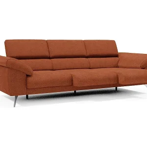 Donatello Sofa mit ausziehbaren Sitzen, Armlehnen mit Staufach aus abwaschbarem Stoff T23 265 cm Rostrot Sichere Zahlung