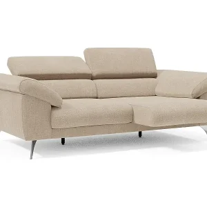 Donatello Sofa mit ausziehbaren Sitzen, Armlehnen mit Staufach aus abwaschbarem Stoff T23 213 cm Beige Jetzt Kaufen