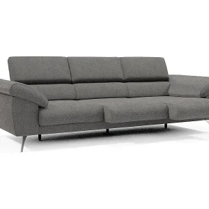 Donatello Sofa mit ausziehbaren Sitzen, Armlehnen mit Staufach aus abwaschbarem Stoff T23 265 cm Anthrazit Nur Heute