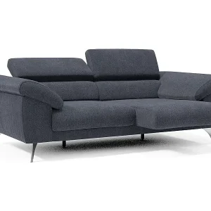 Donatello Sofa mit ausziehbaren Sitzen, Armlehnen mit Staufach aus abwaschbarem Stoff T23 183 cm schieferblau Beliebt