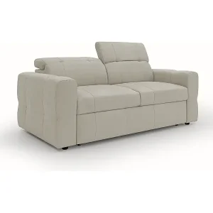 Neuheit Kronos 3-SItzer-Sofa 193 cm mit ausziehbarer Ottomane und verstellbare Kopfstützen aus weicher wasserfester Mikrofaser T11 Creme