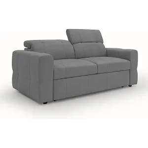 Nur Für Kurze Zeit Kronos 2-Sitzer Sofa 173 cm mit ausziehbarer Ottomane und verstellbare Kopfstützen aus weicher wasserfester Mikrofaser T11 Grau