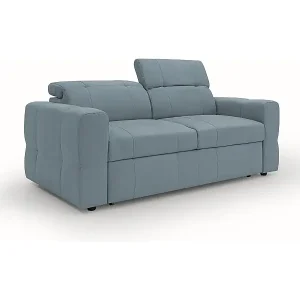 Heißes Angebot Kronos 2-Sitzer Sofa 173 cm mit ausziehbarer Ottomane und verstellbare Kopfstützen aus weicher wasserfester Mikrofaser T11 Baby Blau