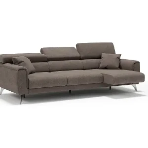 Caravaggio Sofa mit 3 unabhängigen ausziehbaren Sitzen und verstellbaren Kopfstützen aus wasserfestem Stoff T02 244 cm Braun Mega-Angebot