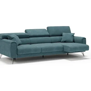 Rabatt Caravaggio Sofa mit 3 unabhängigen ausziehbaren Sitzen und verstellbaren Kopfstützen aus wasserfestem Stoff T02 244 cm Petrol