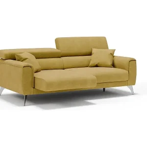 Caravaggio Sofa mit verschiebbaren Sitzen aus wasserfestem, weichem Stoff T02 169 cm Gelb Garantierte Lieferung