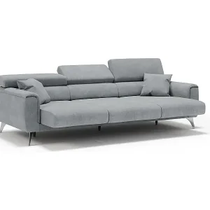 Neue Kollektion Caravaggio Sofa mit 3 unabhängigen ausziehbaren Sitzen und verstellbaren Kopfstützen aus wasserfestem Stoff T02 244 cm Hellgrau