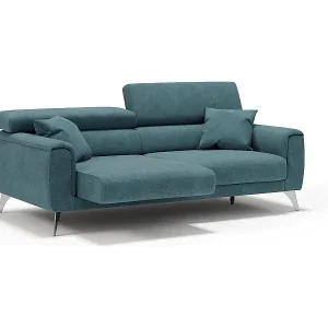 Preisreduziert Caravaggio Sofa mit verschiebbaren Sitzen aus wasserfestem, weichem Stoff T02 169 cm Petrol