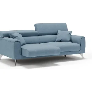 Heißes Angebot Caravaggio Sofa mit verschiebbaren Sitzen aus wasserfestem, weichem Stoff T02 199 cm Baby Blau
