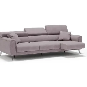 Echt Caravaggio Sofa mit 3 unabhängigen ausziehbaren Sitzen und verstellbaren Kopfstützen aus wasserfestem Stoff T02 244 cm Rosa
