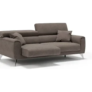 Caravaggio Sofa mit verschiebbaren Sitzen aus wasserfestem, weichem Stoff T02 169 cm Braun Preis Gesenkt
