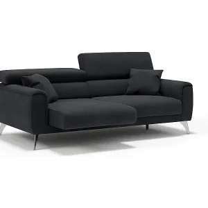 Wochenendangebot Caravaggio Sofa mit verschiebbaren Sitzen aus wasserfestem, weichem Stoff T02 169 cm Schwarz