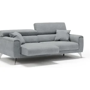 Caravaggio Sofa mit verschiebbaren Sitzen aus wasserfestem, weichem Stoff T02 169 cm Hellgrau Direktkauf