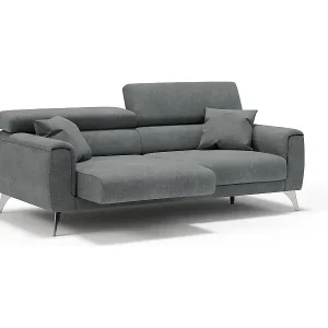 Ausverkauf Caravaggio Sofa mit verschiebbaren Sitzen aus wasserfestem, weichem Stoff T02 169 cm Grau