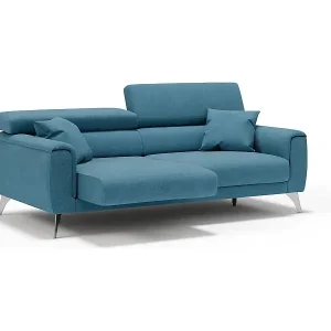 Caravaggio Sofa mit verschiebbaren Sitzen aus wasserfestem, weichem Stoff T02 169 cm Hellblau Aktuell