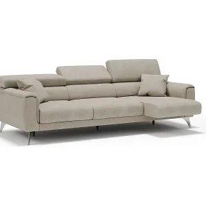 Caravaggio Sofa mit 3 unabhängigen ausziehbaren Sitzen und verstellbaren Kopfstützen aus wasserfestem Stoff T02 244 cm Creme Geprüft
