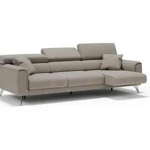 Nur Für Kurze Zeit Caravaggio Sofa mit 3 unabhängigen ausziehbaren Sitzen und verstellbaren Kopfstützen aus wasserfestem Stoff T02 244 cm Beige