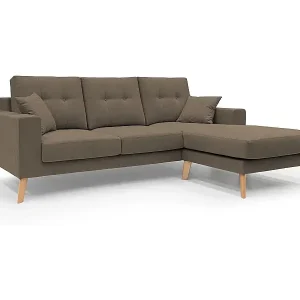 Meistverkauft Danish Ecksofa mit verstellbarer Halbinsel aus weichem, wasserfestem Stoff T02 237 cm braun
