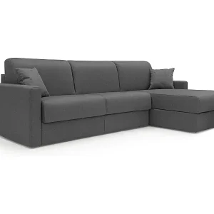 Chris 5-Sitzer-Ecksofa aus wasserfestem Stoff T13 268 cm rechts (mat. 140x197) anthrazit Abverkauf