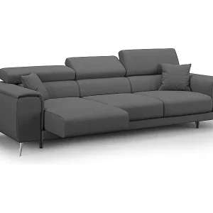Fusion Sofa mit 3 Schiebesitzen aus abwaschbarem Stoff T05 260 cm anthrazit Sonderaktion