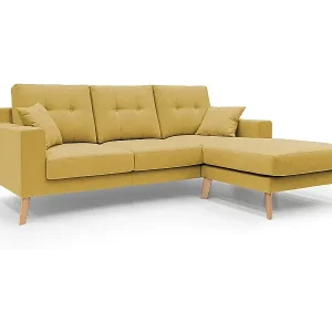 Danish Ecksofa mit verstellbarer Halbinsel aus weichem, wasserfestem Stoff T02 237 cm gelb Echt
