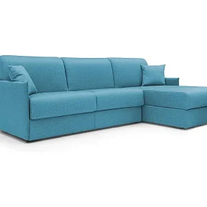 Evans Ecksofa mit Schlaffunktion aus wasserfestem Stoff T13 232 cm links (mat. 120x197) Hellblau Beliebt